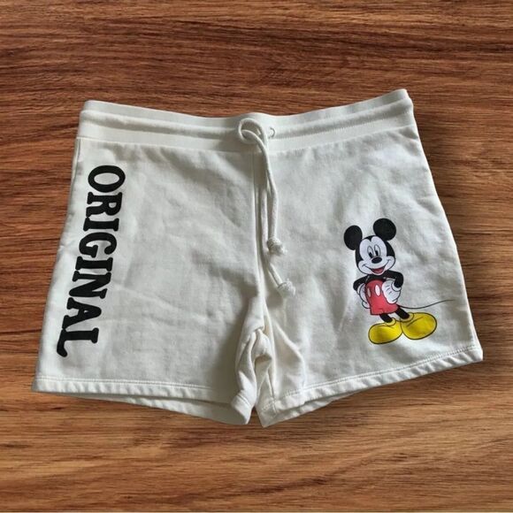 DISNEY Mickey Mouse Soft Sleep Shorts Cream Ivory Color Juniors L 11/13 - Picture 1 of 11